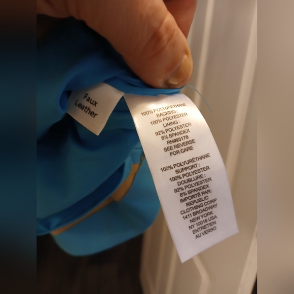 House Of Harlow 1960 Tiffany Blue Retro Mod Fall Leather Shift Dress-Small - Picture 10 of 12